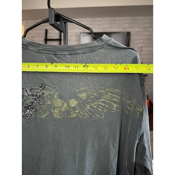 HUGO BOSS Green Sheer Lightweight Crew Neck Long Sleeve Graphic Tee Mens Size XL - Picture 3 of 7